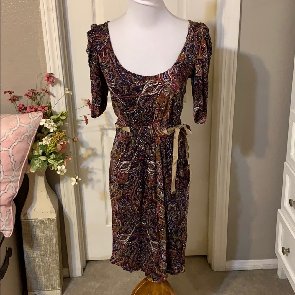 Zara basics brown paisley dress size M